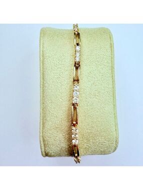 6.5 TCW Cubic Zirconia CZ Gold Vermeil Sterling Silver 3mm Tennis Bracelet
